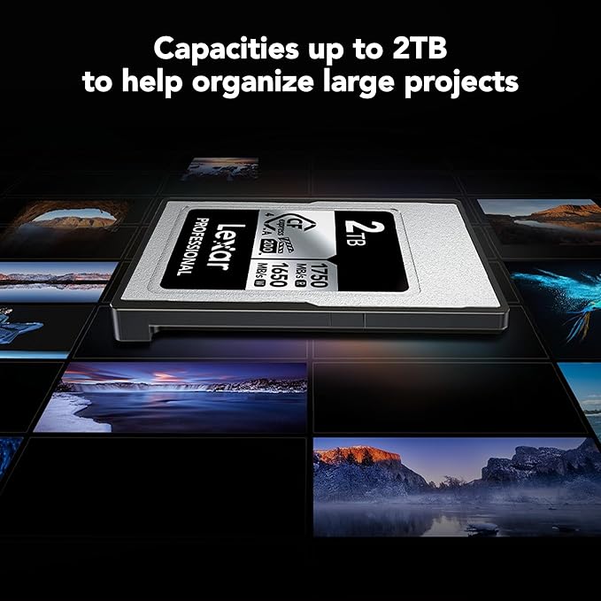 Lexar 2TB Professional CFexpress Type A Silver 4.0 Memory Card, for Photographers, Videographers, Up to max 1750/1650 MB/s, 8K Video (LCAEXS4002T-RNENU)