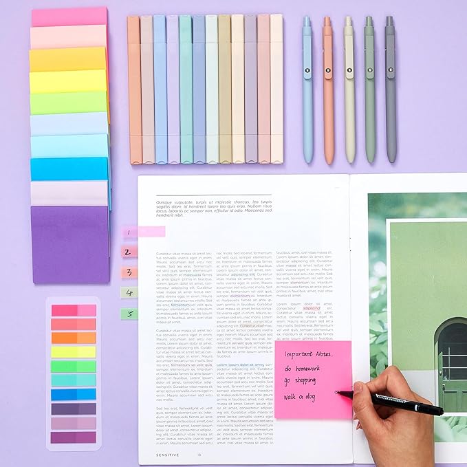 Jutom 38 Pcs Bible Journaling Study Kit for Women, Book Annotation Supplies with Highlighters Pens, Tabs, Sticky Notes, Markers for Christian Office Bible Study Supplies(Rainbow,Square)
