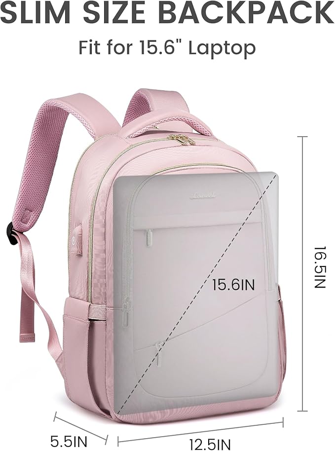LOVEVOOK Laptop Backpack for Women, Slim Business Laptops Bag with Separate Computer Compartment Stylish Daypack for College Work Travel, Fits 15.6" Laptop
