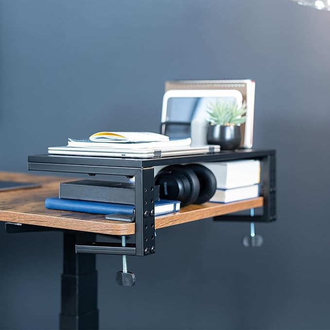VIVO Clamp-on 22 inch Desk Extension Shelf for Gaming PC, Ergonomic Computer Monitor and Laptop Riser, Printer Stand, Versatile with Freestanding Feet Included, Desktop Organizer, DESK-SHELF22B