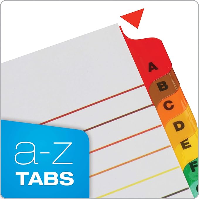 Cardinal Binder Dividers,A-Z Tabs,Customizable Table of Contents Page,Reversible Multicolor Tabs,3-Hole Punched for Binders,3 Count (Pack of 8)