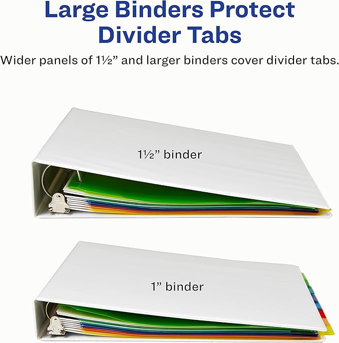 Avery Insertable Plastic Dividers for 3 Ring Binders,8 Tabs per Set,Big Tabs,Two Pockets,Multicolor Binder Dividers,Works with Sheet Protectors (11903),(Pack of 2)