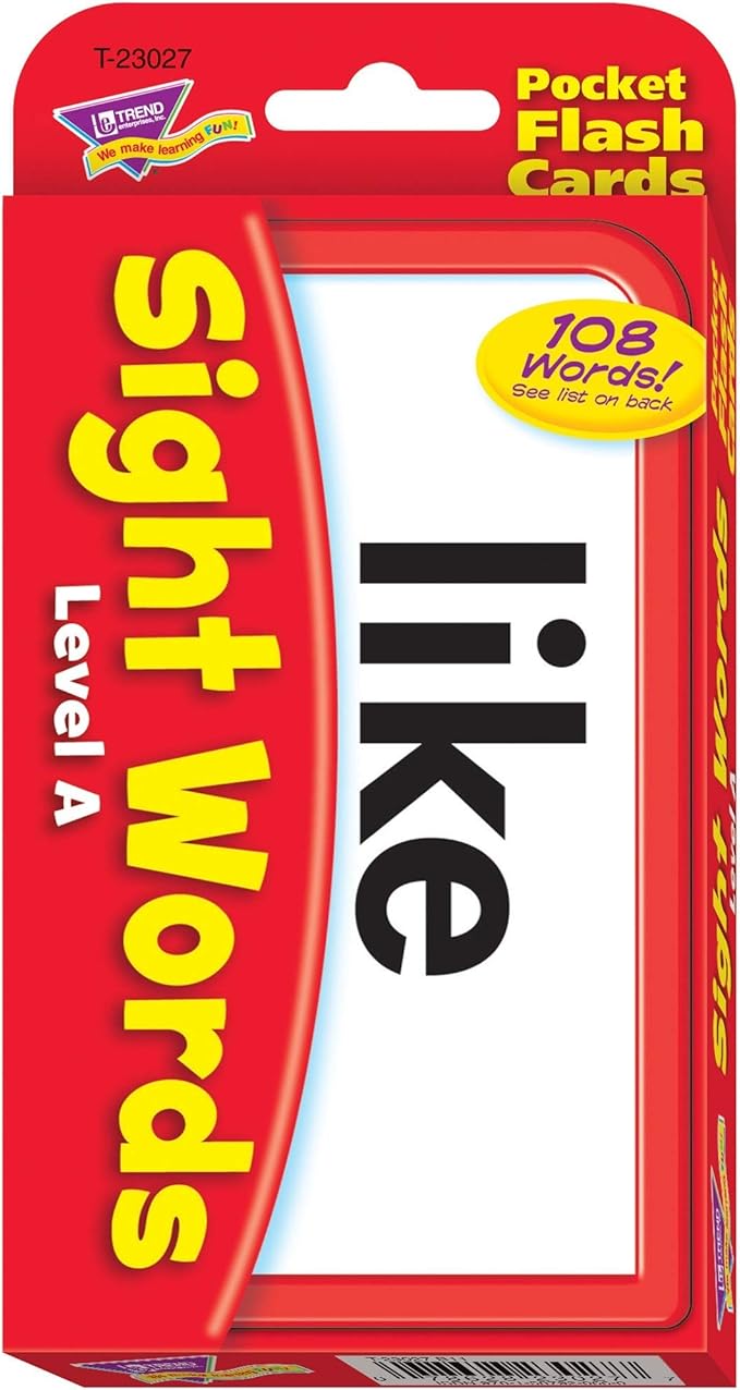 Trend Enterprises: Sight Words Level A Pocket Flash Cards, Great for Skill Building and Test Prep, 56 Two-Sided Cards Included, 108 Commonly-Used Words, for Ages 4 and Up