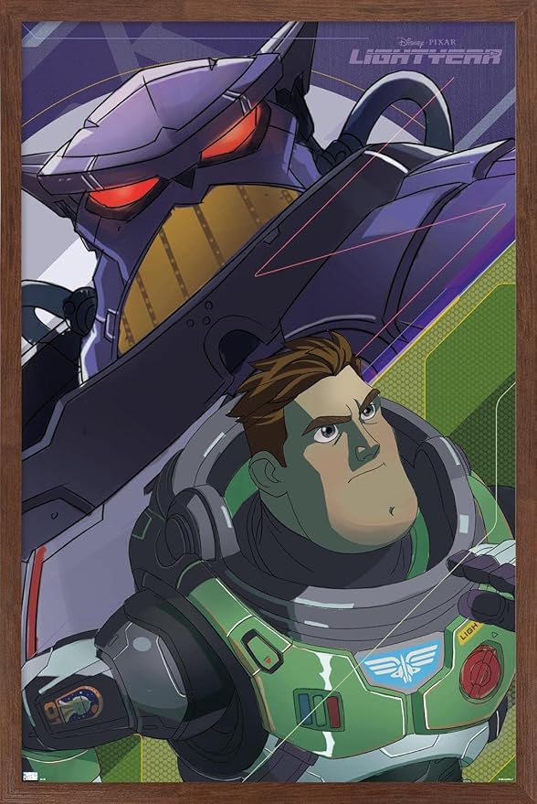 Trends International Disney Pixar Lightyear - Buzz and Zurg Wall Poster, 22.375" x 34", Mahogany Framed Version