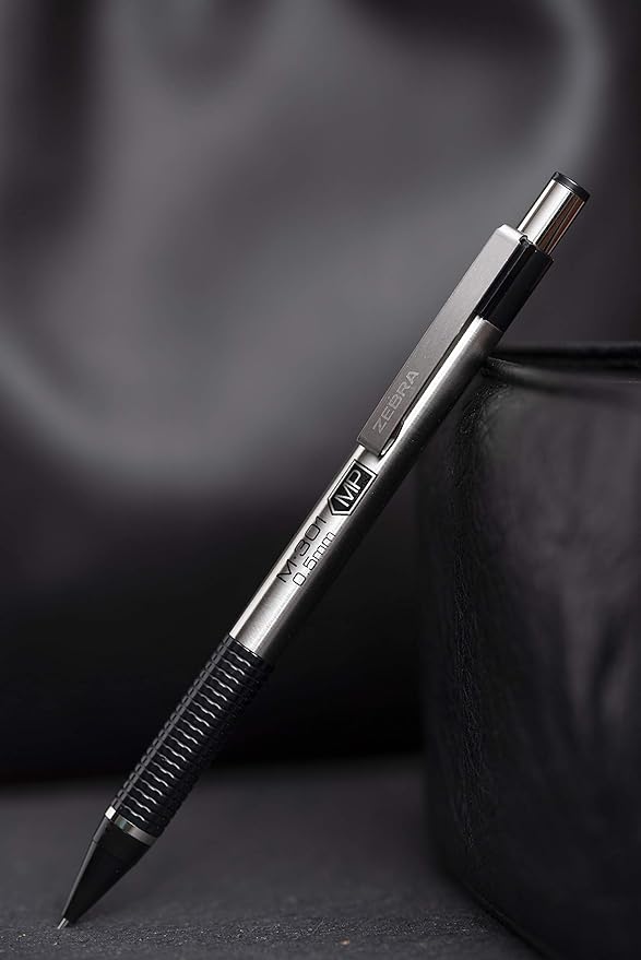 Zebra Pen, M-301 Mechanical Pencil, 0.7mm Point, Stainless Steel Barrel, Textured Grip, Smooth Writing Performance, Refillable, STEEL Series, 2-Count, (54312)