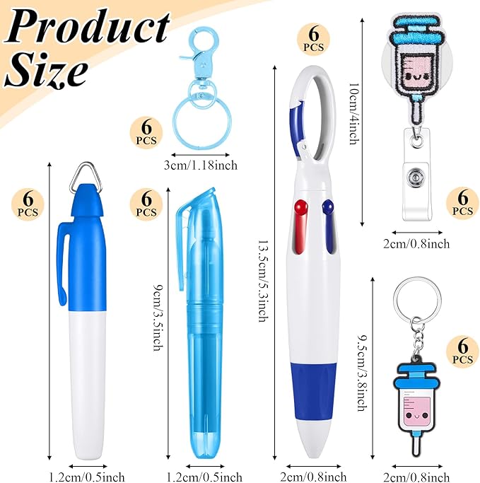 Henoyso 36 Pcs Nurse Badge Reel Pens Mini Highlighter Pens Bulk Nursing Week Appreciation Gifts Badge Accessories Retractable for Cna Medical Assistant Christmas Women (Stylish)