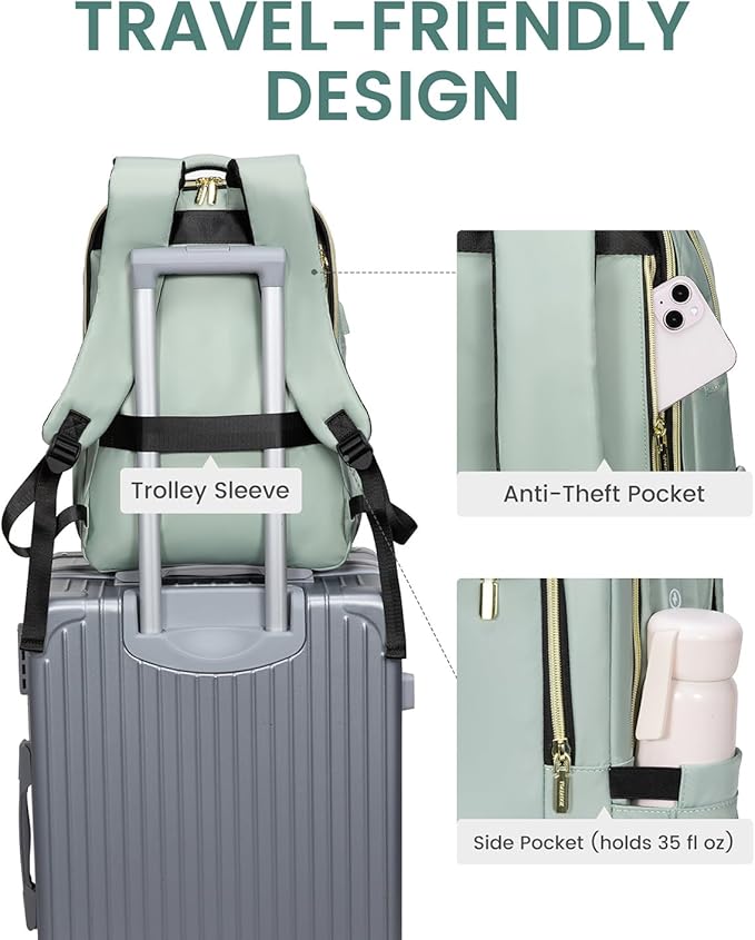 LOVEVOOK Laptop Backpack for Women, 17 Inch Slim Computer Bag with Separate Computer Compartment for Work Travel Business