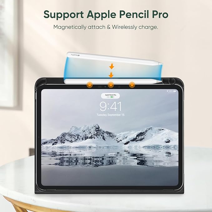 Fintie Folio Case for iPad Pro 11-inch (M5) 2025 / (M4) 2024 - Premium Vegan Leather Smart Stand Back Cover with Pencil Holder, Auto Wake/Sleep, Black
