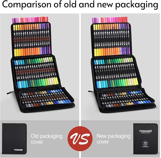 Art Markers Pens Dual Tip Coloring Markers Set with Brush & Fine Nib for Adult Coloring Book Christmas Gifts Professional Calligraphy & Drawing Art Supplies Kit for Adults (72 Colors)