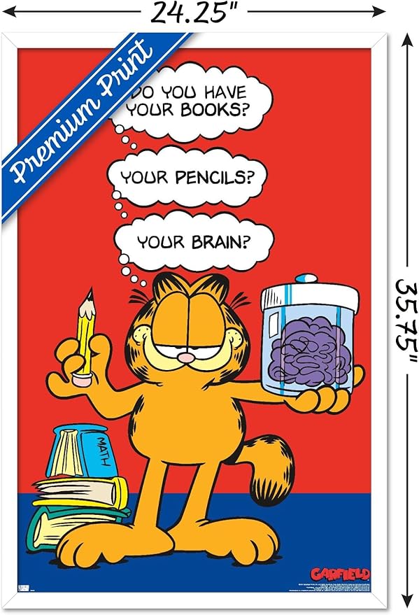 Garfield - Brain Wall Poster, 34L" x 22.4W", White Framed Version