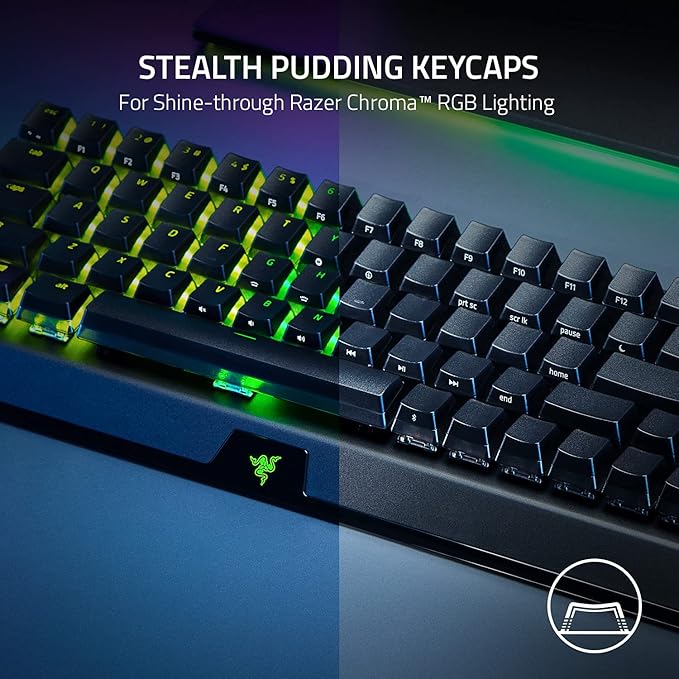 Razer BlackWidow V3 Mini HyperSpeed 65% Wireless Mechanical Gaming Keyboard:HyperSpeed Technology_Yellow Switches_Linear & Silent - Phantom Pudding Keycaps 200Hrs Battery, Green (Renewed)
