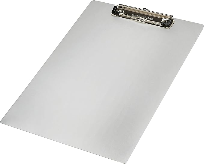 Amazon Basics Aluminum Clipboard, Letter Size, Office Supplies, 2-Pack, Silver