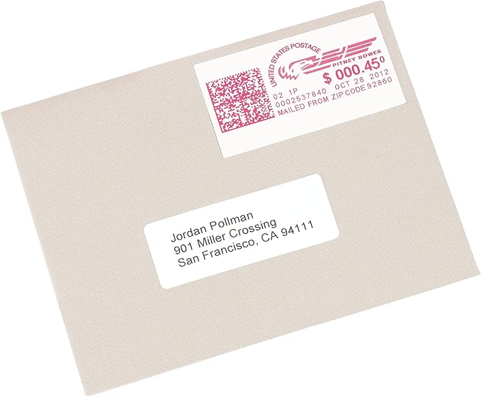 Avery Postage Meter Labels for Personal Post Office, 1.5" x 2.75", White, 160 Mail Meter Labels (05288)