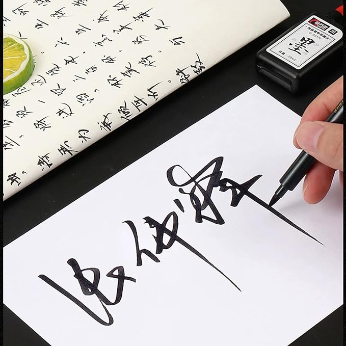 Maxmartt 3 Pcs Ink Pen Artist 3 Size Calligraphy Pen for Writing Drawing Chinese Japanese Calligraphy Shodo Brush Ink Pen Fineliner Pens Calligraphy Set for Beginners