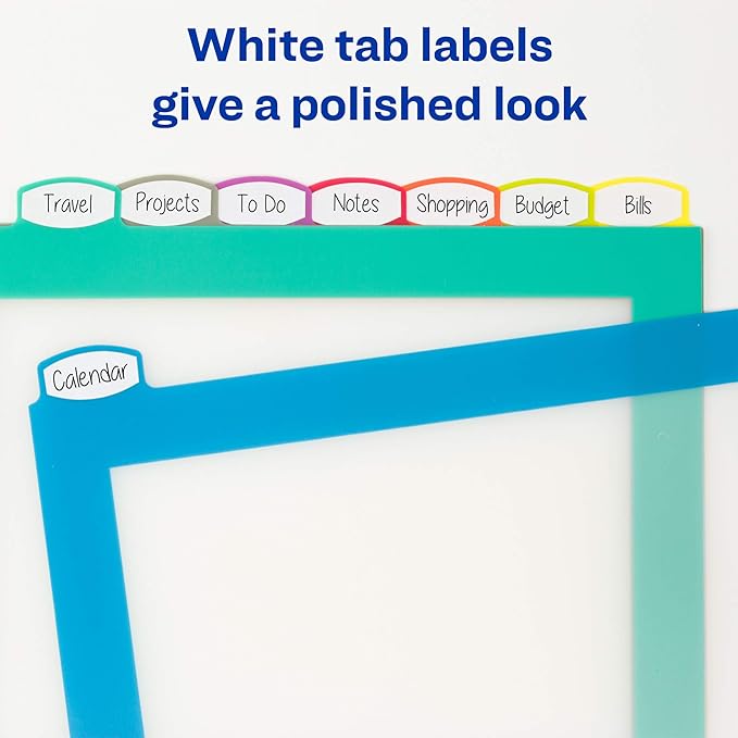 Avery Ultralast Big Tab Plastic Dividers for 3 Ring Binders, 8-Tab Sets, Multicolor with White Labels, 24 Sets, 192 Divider Tabs (24901)