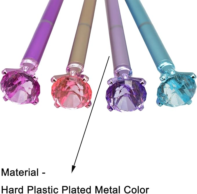 Maydahui 12 PCS Big Diamond Retractable Ballpoint Pen with 12 PCS Pen Refills Gem Pens Rhinestones Crystal Bling Plated Metal Color Black Gel Ink Ballpen for Women Students Girls