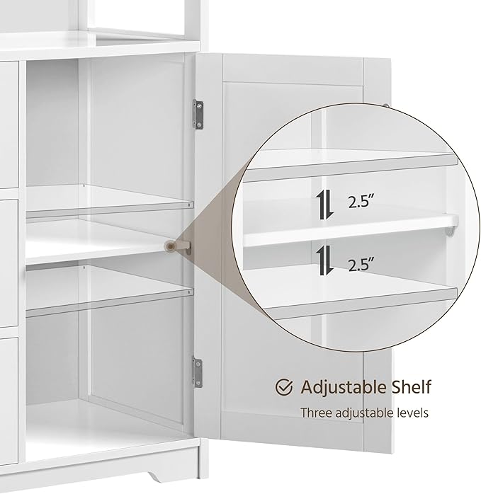 Yaheetech Bathroom Storage Cabinet Bathroom Floor Cabinet Freestanding Storage and Organizer with Door, 3 Drawers, Adjustable Shelf, 35.5 Inches Height, White