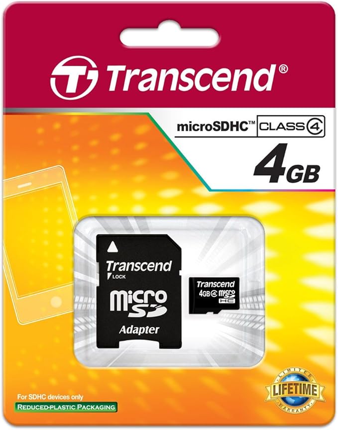 Transcend 4GB microSDHC CL4 Memory Card with SD Adapter