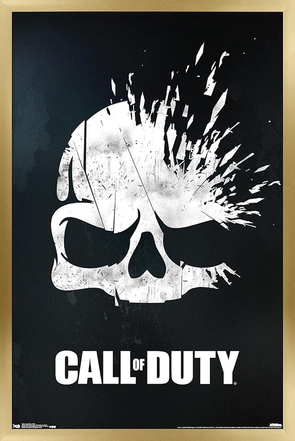 Trends International Call of Duty - Skull Wall Poster, 14.725" x 22.375", Gold Framed Version