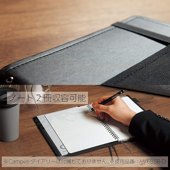 KOKUYO Systemic Synthetic Leather Cover Notebook, with One Semi-B5, B 6mm Ruled, 35 Lines, 40 Sheets, Twin Ring Edge Title Notebook, Navy Blue, Japan Import (NO-V683B-DB)