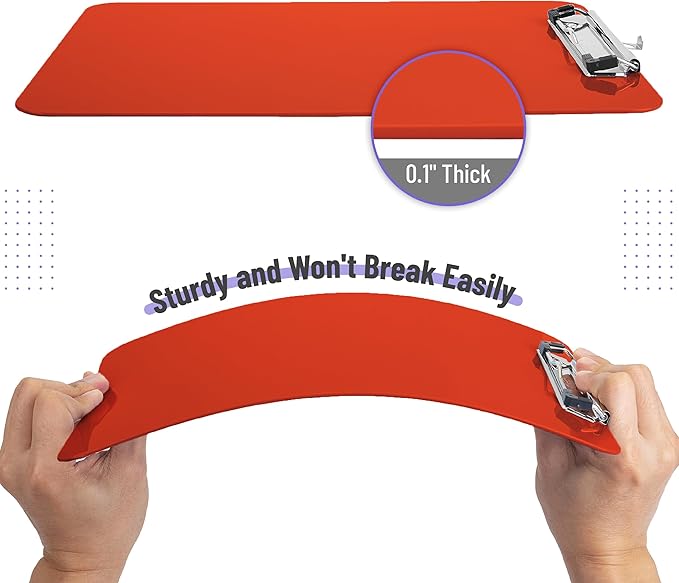 Mr. Pen- Plastic Clipboard, 12.5” x 9”, Red, Clipboard Plastic, Low-Profile Metal Clip with Retractable Hanging Hole