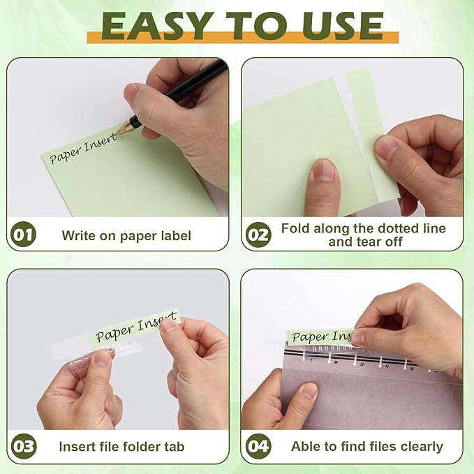 100 Pcs Hanging File Folder Tab Inserts 3.5 Inch Colored Blank File Tab Hanging File Folders Labels Paper Inserts Thick 300Gsm Cardstock for 3.5 Inch Hanging Folder Tab