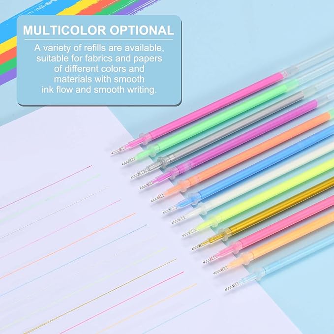 PATIKIL 0.5mm Gel Pens Refills, 24 Pack Glitter Gel Pens Sparkle Metallic Ink Fine Point Colored Refill Set for Adults Coloring Books Journaling Scrapbooking Art Drawing, Pink