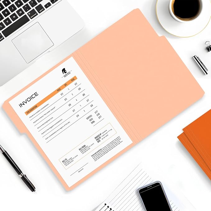 SUNEE File Folders, 18 Pack Manilla Folders 8.5 x 11, 1/3 Cut Tab for Easy Labeling and Organization, Durable Standard Paper for Home, Office, School Filing, Orange