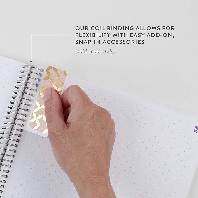 Erin Condren 7" X 9" Spiral Bound Dot Grid Journal Notebook - Mid Century Circles, 5Mm Dot Grid, 160 Page Writing, Drawing & Art Notebook, 80Lb Thick Paper, Stickers Included