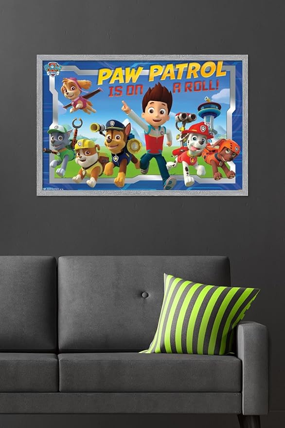 Nickelodeon Paw Patrol - Crew Wall Poster, 34L" x 22.4W", Gray Framed Version