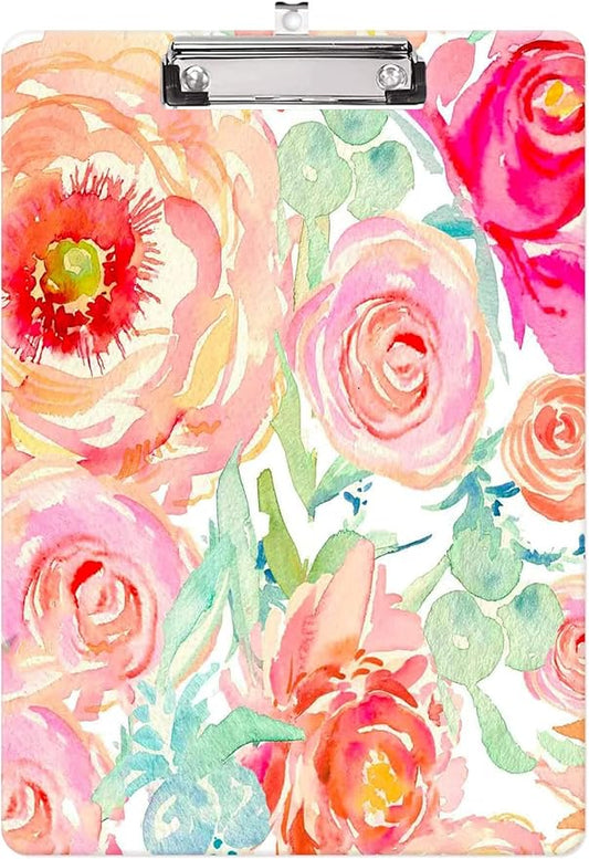 Fashion Clipboard, A4 Letter Size Wooden Decorative Clipboards for Teacher, Nurse, Doctor,Student and Kids, Cute Design for Standard Size 12.2" x 8.9" (C-Pretty Floral)