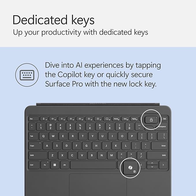 Microsoft Surface Pro Keyboard for Surface Pro 12" Device, Keyboard Only, Alcantara Material, Slate