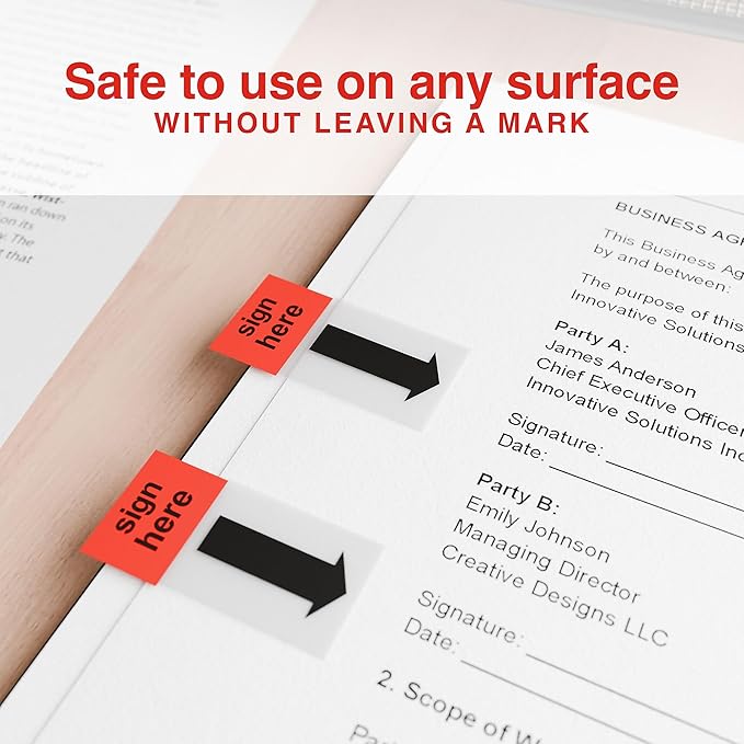 Staples Sign Here Page Flags, 1", Red, 100 Flags – Sticky Tabs for Signatures, Approvals & Document Review