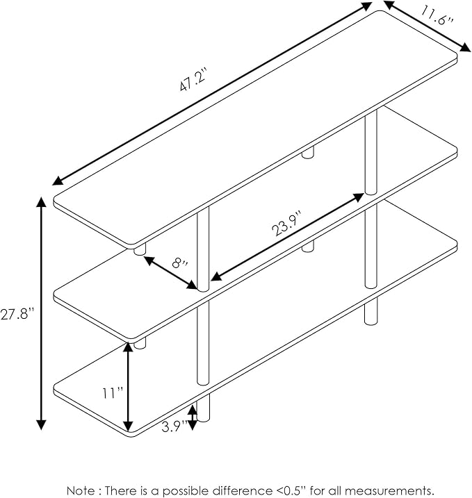 Furinno Turn-N-Tube 3-Tier Wide Display Shelf, Espresso/Black