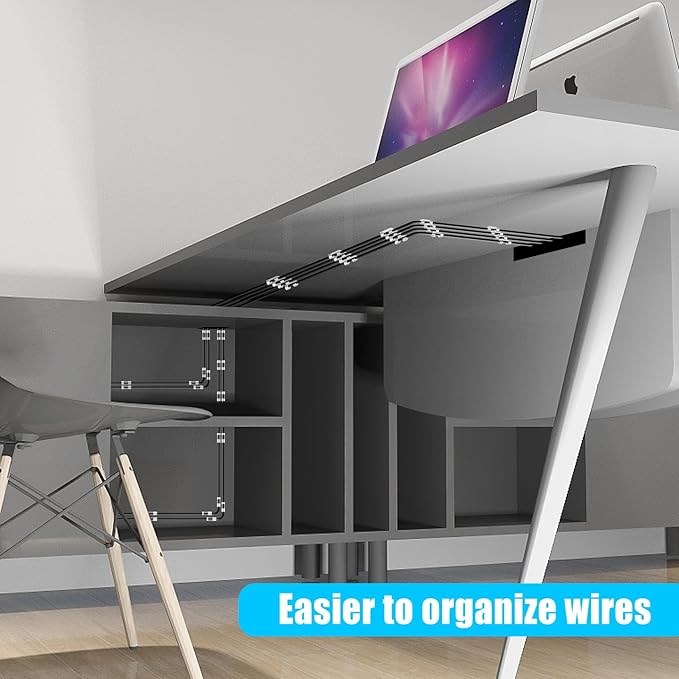XHF 50pcs Medium Self Adhesive Cable Clips White,Wire Clips Cable Management Wire Organizer Cord Holder for Under Desk, Car, Wall, TV PC Ethernet Cable (Pack of 2)