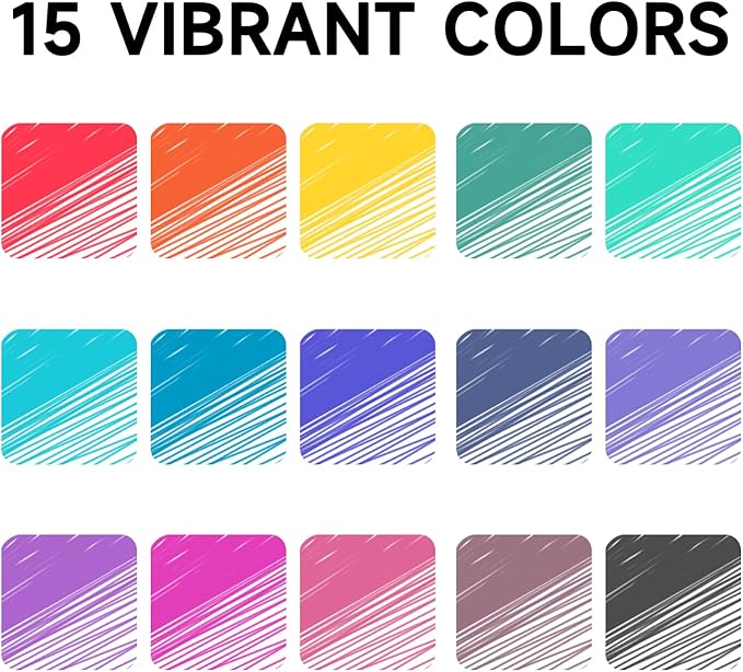 Erasable Gel Pens, 15 Colors Retractable Fine Point Erasable Pens Clicker, Fine Point(0.5mm), Assorted Color Inks, Make Mistakes Disappear for Drawing Writing Planner and Crossword Puzzles