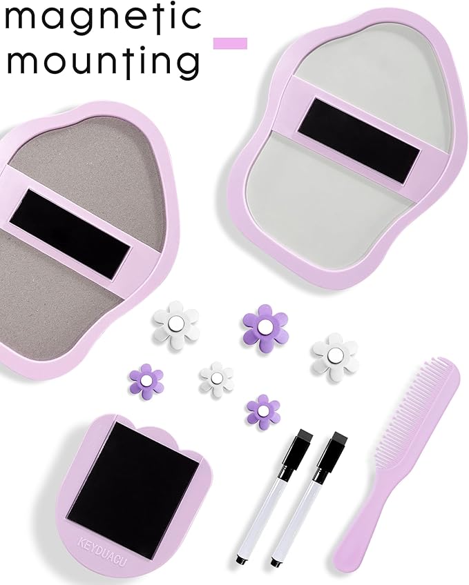 KEYDUACU 12 pcs Girls Locker Accessories, Locker Decorations Including Mirrors, whiteboards, Magnets and organizing Supplies. Ideal for Back-to-School Essentials and The Office (13 pcs-Purple)