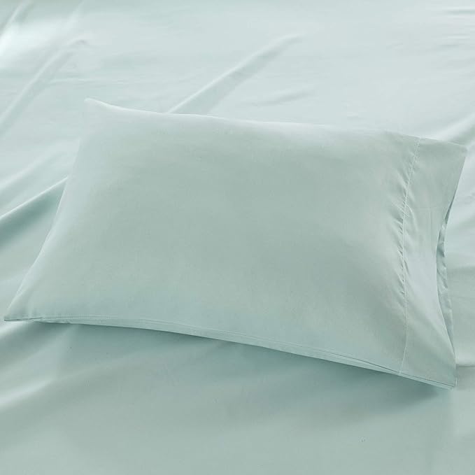 Madison Park 3M Microcell Color Fast, Wrinkle and Stain Resistant, Soft Sheets with 16" Deep Pocket All Season, Cozy Bedding-Set, Matching Pillow Case, Twin XL, Seafoam (MP20-2444)