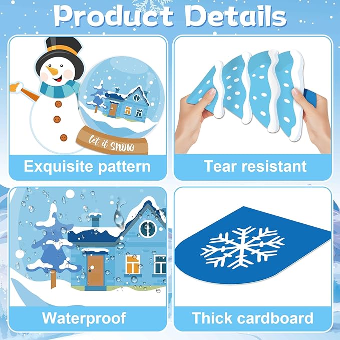 Winter Wonderland Bulletin Board Set Snowflakes Snowman Bulletin Board Decoration Paper Cutouts Decor Learning in A Winter Wonderland Penguin Tree for Holiday Classroom Home Chalkboard Wall Decor