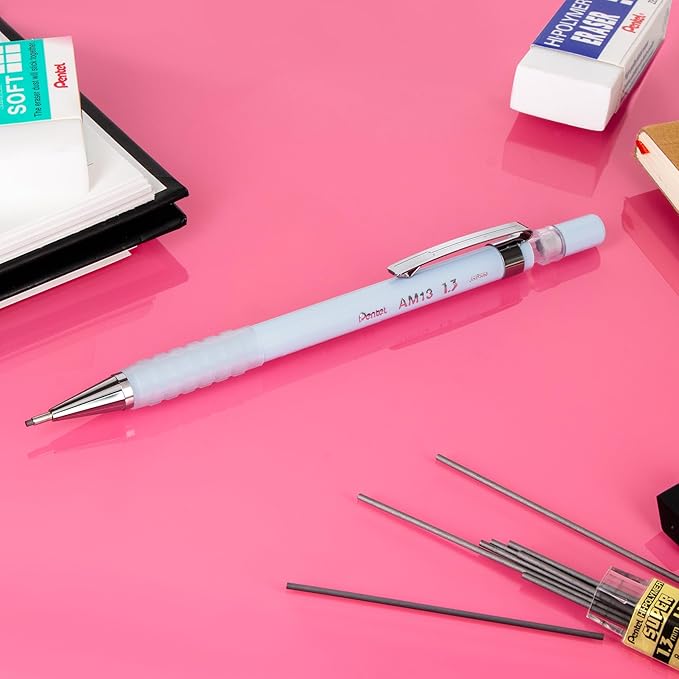 Pentel Sharp 1.3 Mechanical Pencil, (1.3mm), Extra Thick Line, Includes Refill Lead, Writing/Office/Test-Taking Pencil, Pastel Blue Barrel (AM13LBPS)