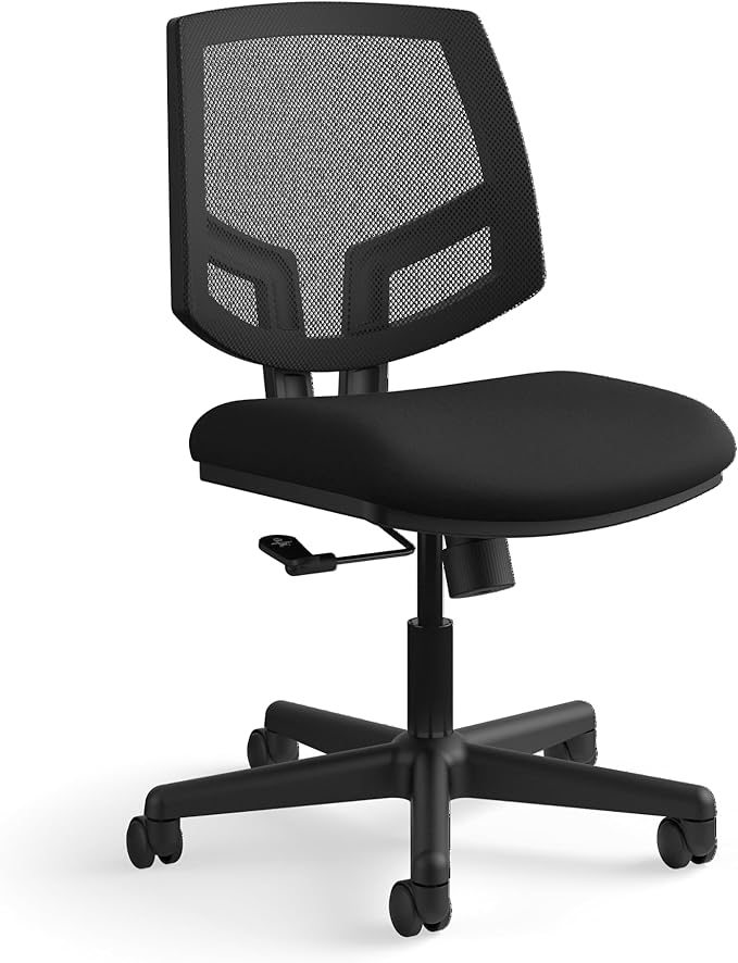 HON Volt Fabric Office Chair with Mesh Back, Home Desk Chairs with Wheels, Ergonomic Recline and Center Tilt, Black