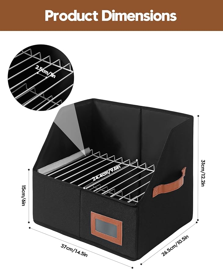 Qozary Clipboard Holder for Classroom-2 Pack Foldable Clip Board Storage Organizer Basket with Handle for Easy Carrying, Classroom Office Desk Organizer Bin, Clipboards Not Included