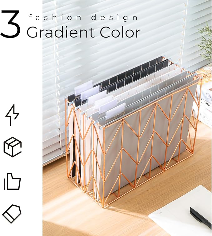 Y YOMA 36 Pack Gradient Hanging File Folders Letter Size Decorative Hanging Folder Pretty File Folder Organizer for Filing Cabinet Office Home with 1/5-Cut Adjustable Tabs, Ash Grey
