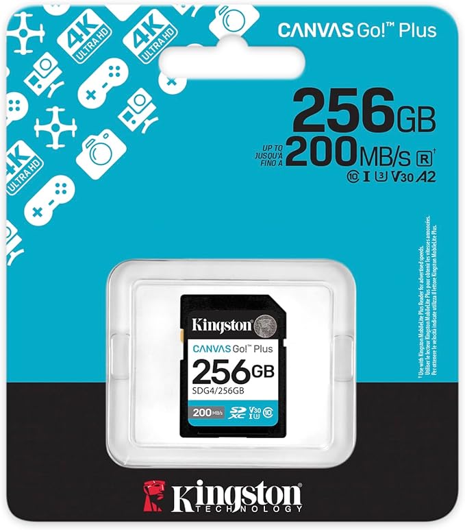 Kingston Canvas Go Plus 256GB SD Card | Up to 200MB/s | Class 10, UHS-I, U3, V30 | SDG4/256GB