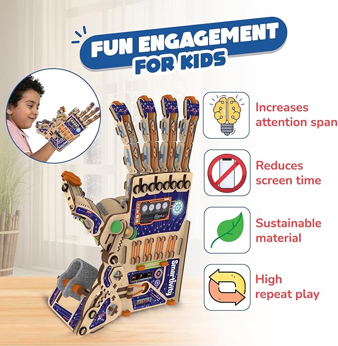Smartivity DIY Robotic Mechanical Hand STEM Toy for Kids 8-14 Years Old | Parents Choice Award Winner I Birthday Gift for Kids | Engineering Kit for 8, 9, 10, 11, 12, 13, 14 Years Old Boys & Girls
