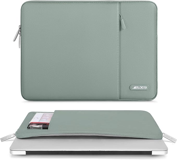 MOSISO Laptop Case 15 inch, 15 inch Laptop Sleeve Compatible with MacBook Air 15 M4 A3241 M3 A3114 M2 A2941 2025 2024 2023,Dell XPS 15,Polyester Vertical Computer Sleeve Bag with Pocket, Antique Green