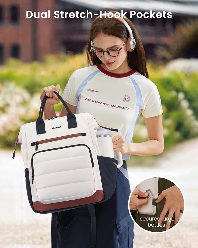 LOVEVOOK Puffer Laptop Backpack for Women, 17 Inch Work Backpack purse for Nurse Teacher, College Back to School Bookbag for Teen Girls, Personal Item Travel Bag Computer Daypack for Daily Commute