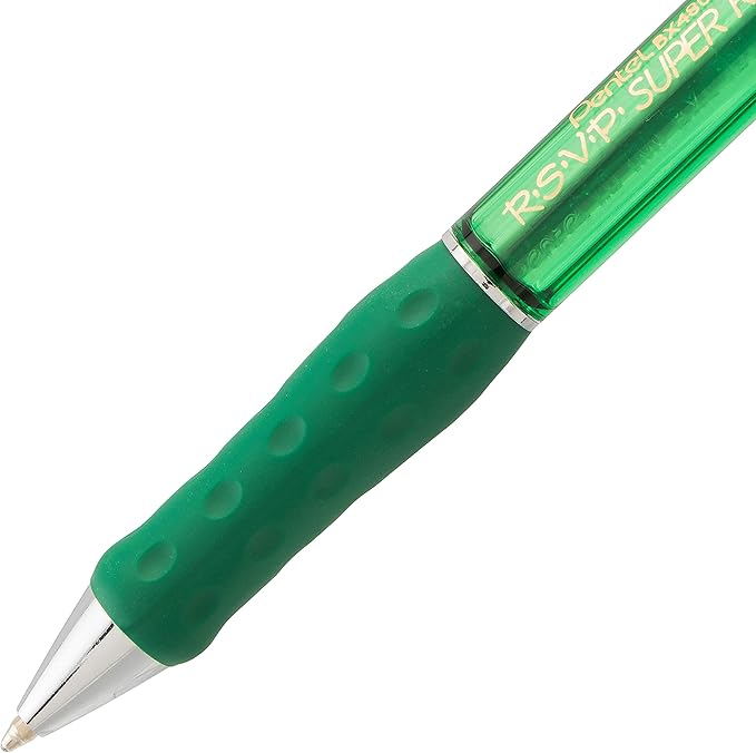 Pentel RSVP Super RT Ballpoint Pen, (1.0mm) Medium Line, Assorted Ink, Pack of 4 (BX480BP4M1)