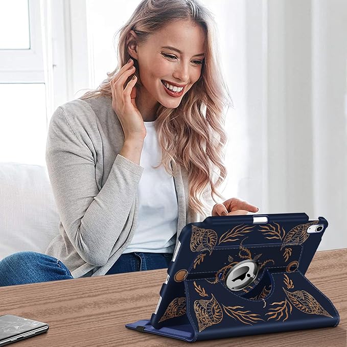 Fintie Rotating Case for iPad (A16) 11th Generation 11 Inch (2025), iPad 10th Generation 10.9 Inch (2022) - [Built-in Pencil Holder] 360 Degree Rotating Protective Stand Cover, Sea Conch