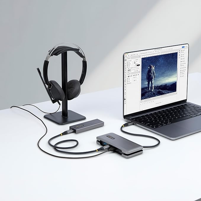 StarTech.com 4-Port USB-C Hub - 1x USB-A & 3X USB-C Ports - USB 3.2 Gen 2 (10Gbps) - Bus Powered - USB Type C Hub w/ 12.6in/32cm Wrap-Around Cable - Portable USB-C to USB-A Hub/Splitter (HB31CM1A3CB)